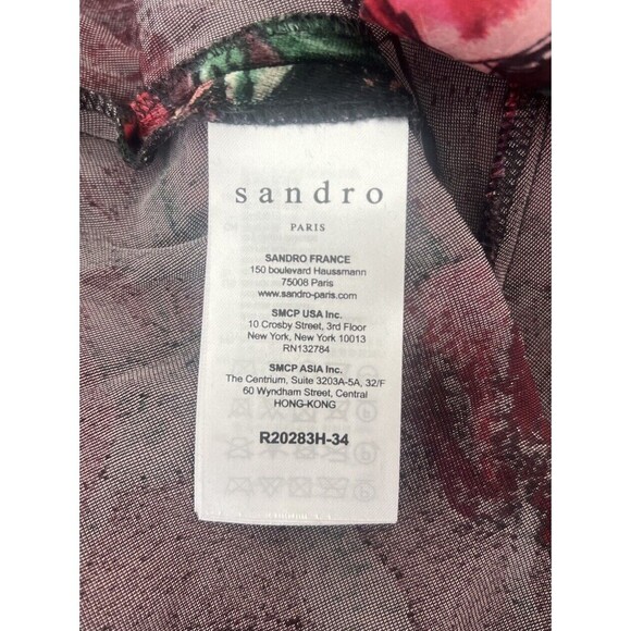 SANDRO Women's Velvet Velour Floral Dress Whimisgoth Dark Romance Silk Blend 38 - Picture 11 of 12